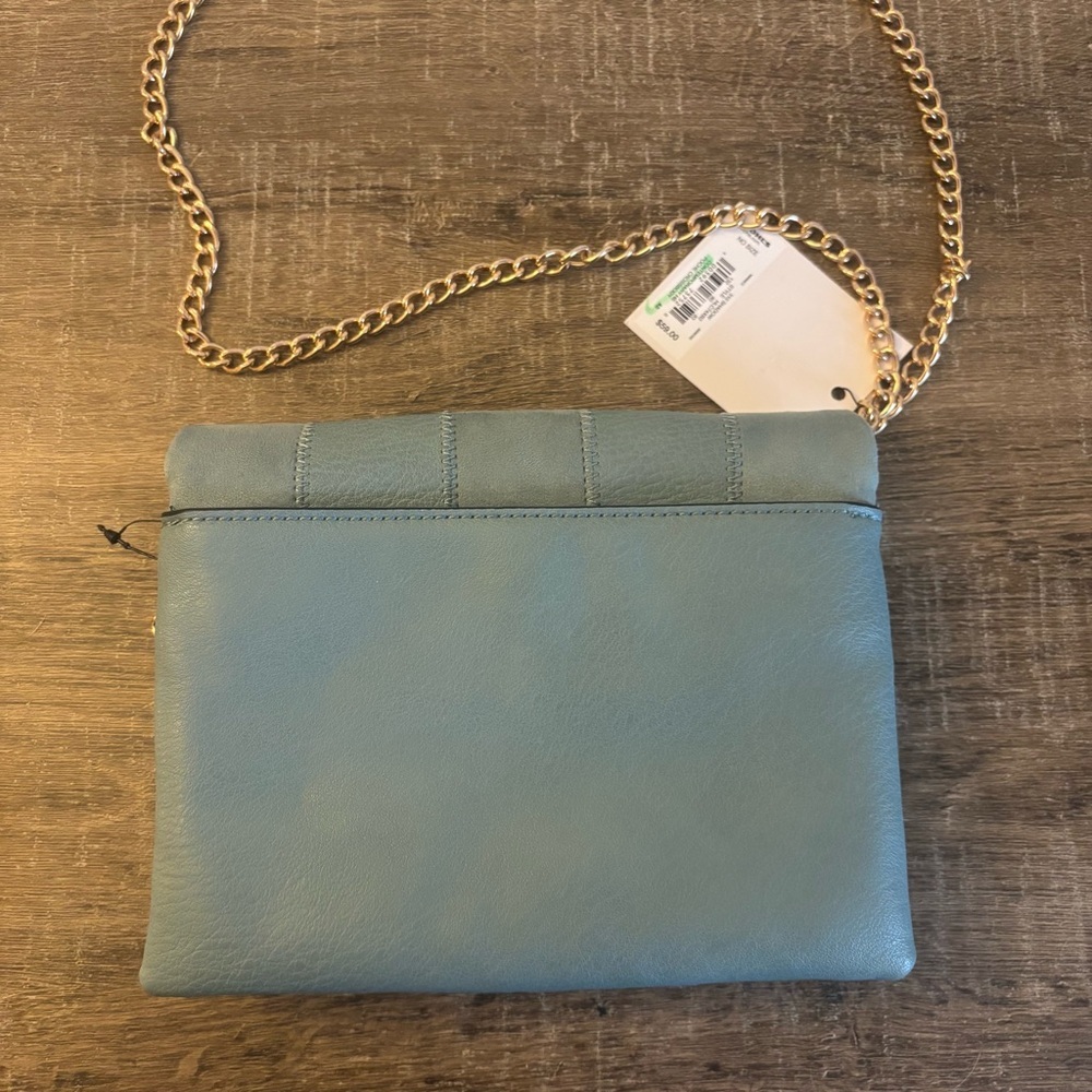 LC Lauren Conrad Light Blue Crossbody Bag with Gold Chain - Picture 2 of 6